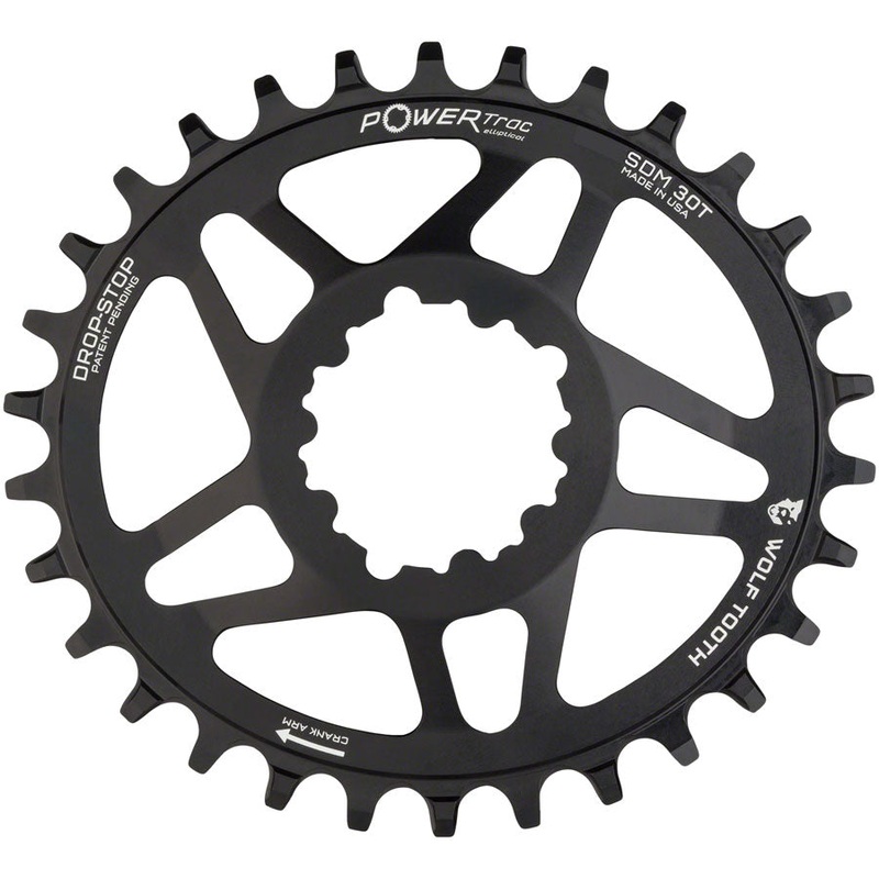Wolf Tooth Elliptical Direct Mount Chainring – 30t SRAM Direct Mount Drop-Stop For SRAM 3-Bolt Cranksets 6mm Offset BLK