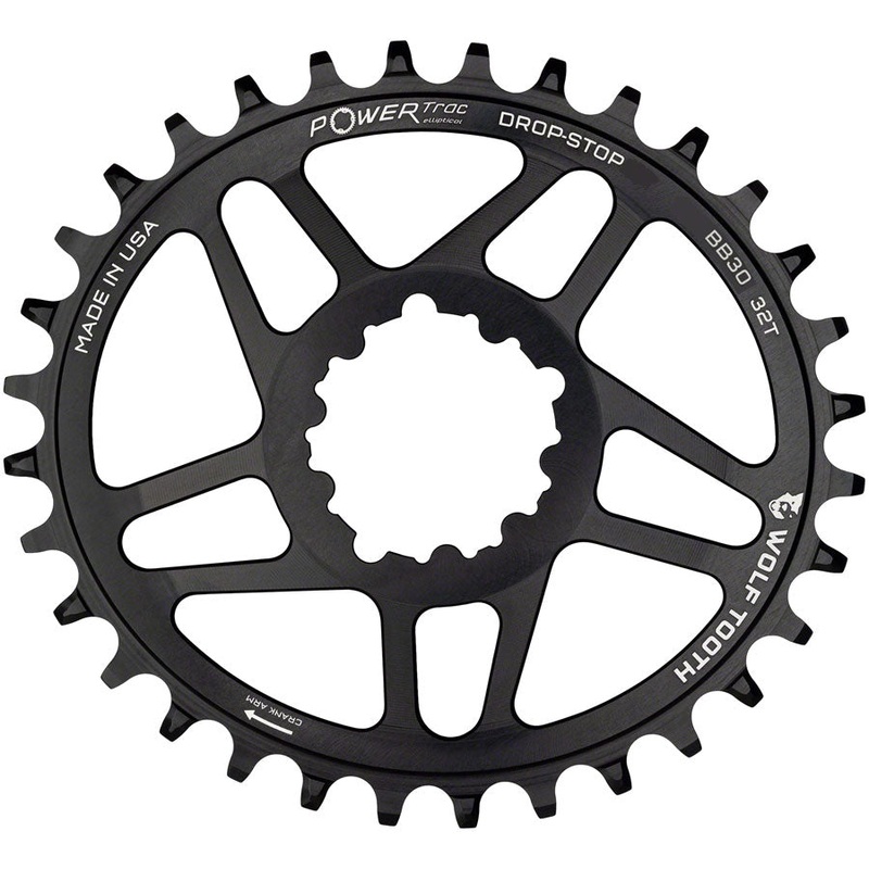 Wolf Tooth Elliptical Direct Mount Chainring – 32t SRAM Direct Mount Drop-Stop A For SRAM BB30 Short Spindle Cranks 0mm Offset BLK