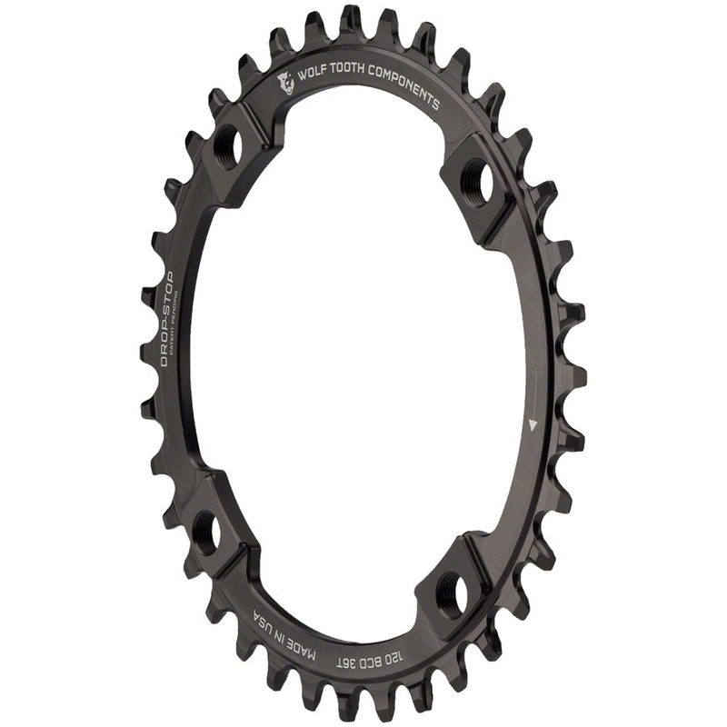 Wolf Tooth 120 BCD Chainring – 36t 120 BCD 4-Bolt Drop-Stop Black