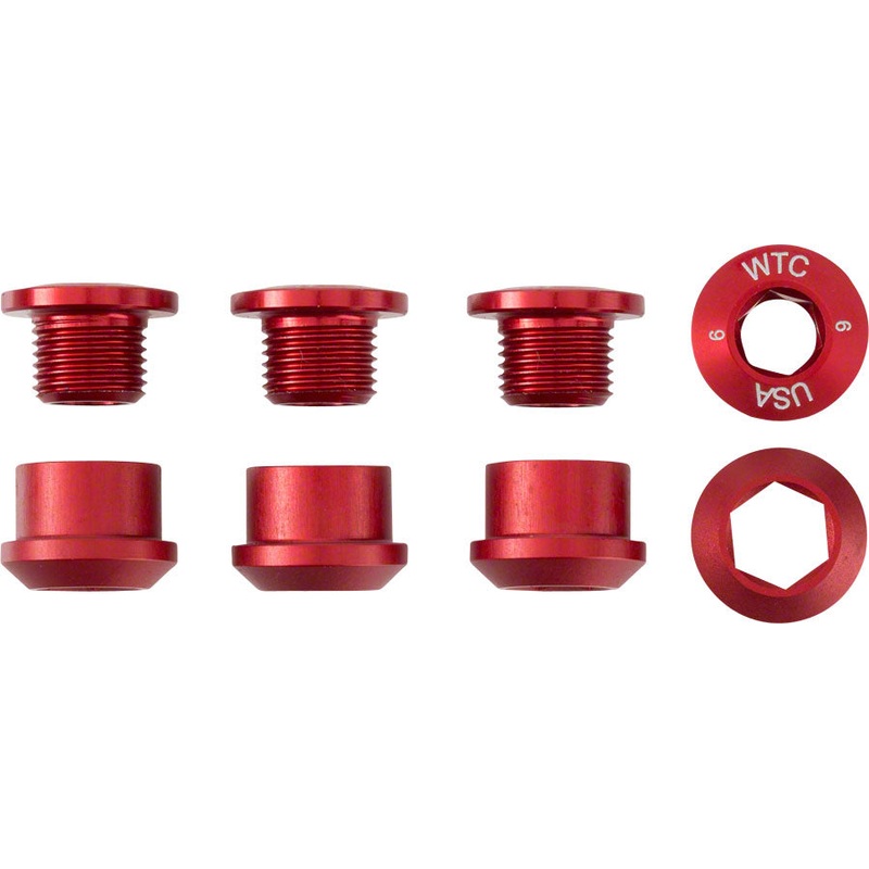 Wolf Tooth 1x Chainring Bolt Set – 6mm Dual Hex Fittings Set/4 Red