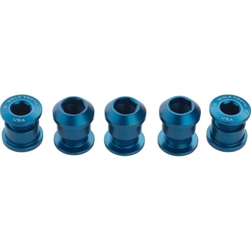 Wolf Tooth 1x Chainring Bolt Set – 6mm Dual Hex Fittings Set/5 Blue