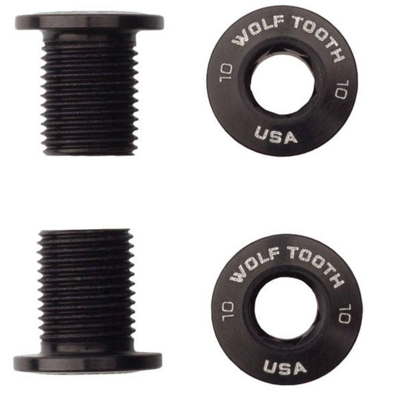Wolf Tooth Set of Chainring Bolts 104 x 30T Rings 10 mm long 4-Pieces BLK