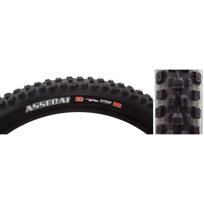 Maxxis Assegai Tire – 27.5 x 2.6 Tubeless Folding Black 3C MaxxGrip DD E-50