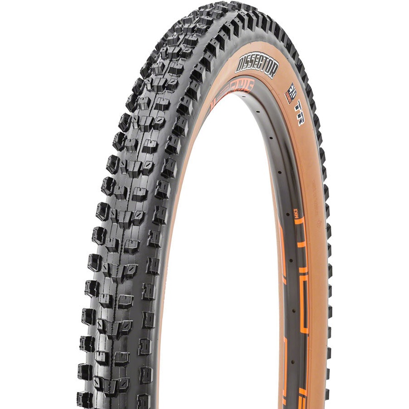 Maxxis Dissector Tire – 29 x 2.6 Tubeless Folding Black/Tan Dual EXO