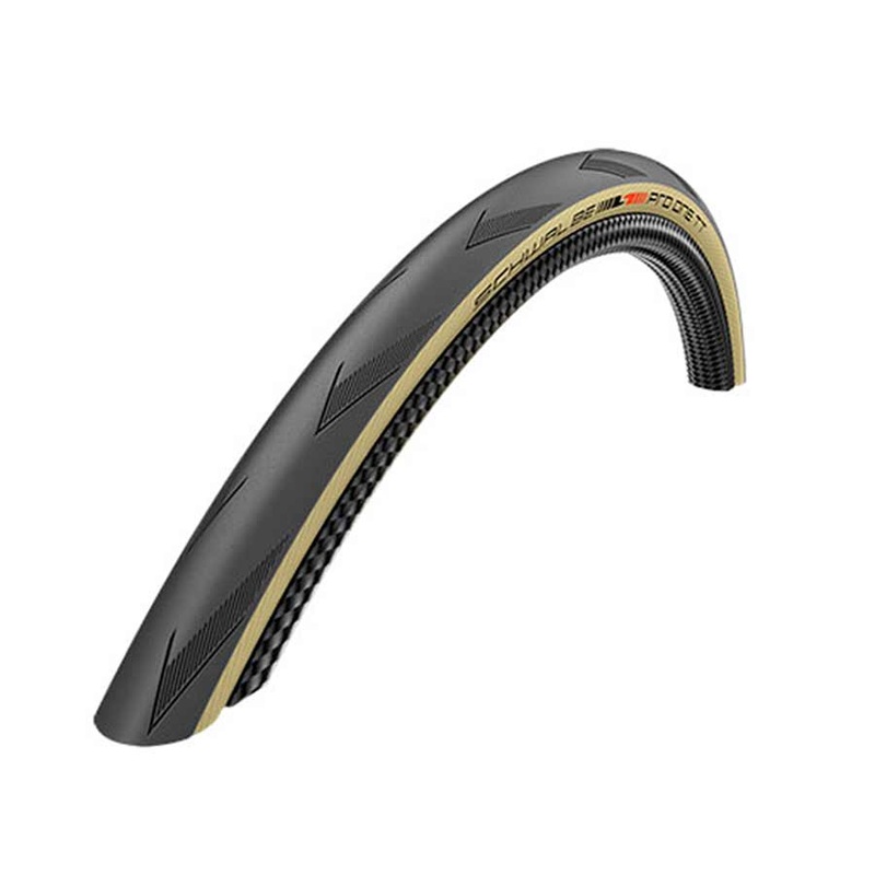 Schwalbe Pro One TT Tire – 700 x 28 Tubeless Folding BLK/Tan Evolution Line Addix Race