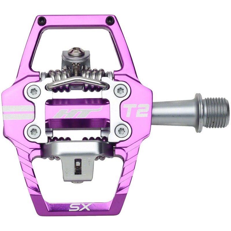 HT Components T2-SX Pedals – Dual Sided Clipless Platform Aluminum 9/16″ Purple