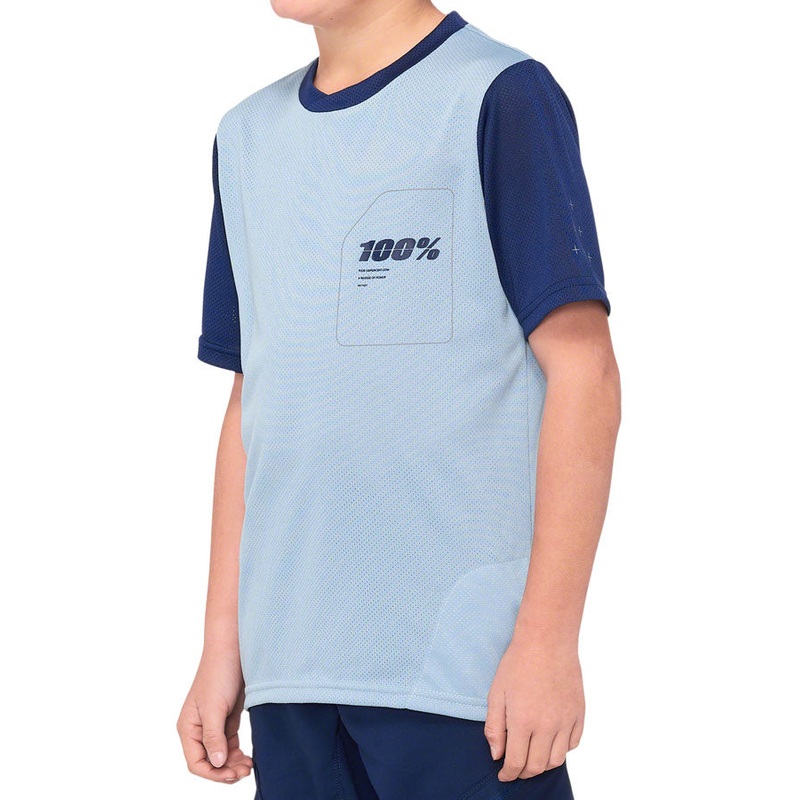 100% Ridecamp Jersey – Blue/Navy Short Sleeve Youth X-Large
