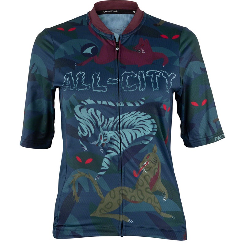 All-City Night Claw Womens Jersey – Dark Teal Spruce Green Mulberry Large