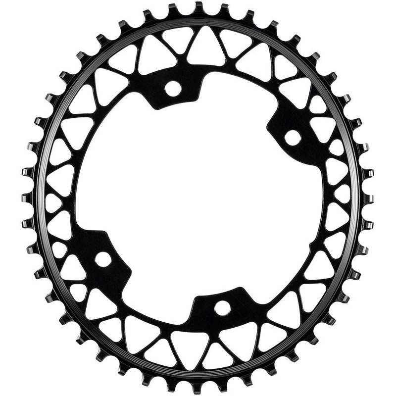 absoluteBLACK Oval 110 BCD Gravel Chainring – 46t 110 Shimano Asymmetric BCD 4-Bolt Narrow-Wide BLK