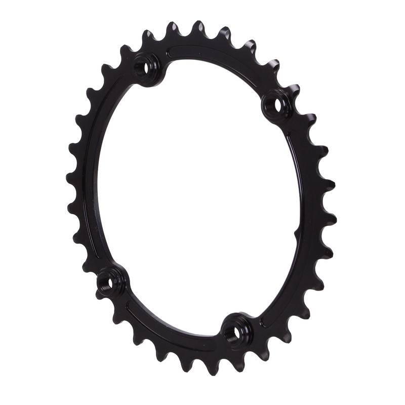 absoluteBLACK Premium Sub-Compact Oval 110 BCD Road Inner Chainring – 32t 110 Shimano Asymmetric BCD 4-Bolt BLK