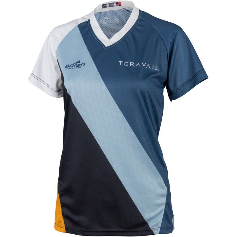 Teravail Waypoint Womens MTB Jersey – White Blue Lite Blue BLK Gold Medium