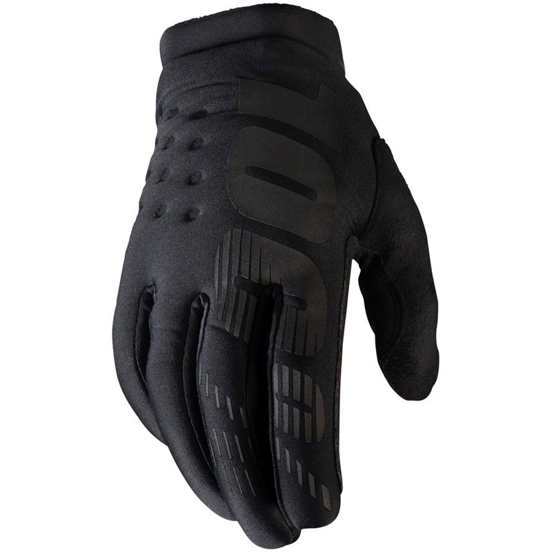 100% Brisker Gloves – Black Full Finger Mens Small