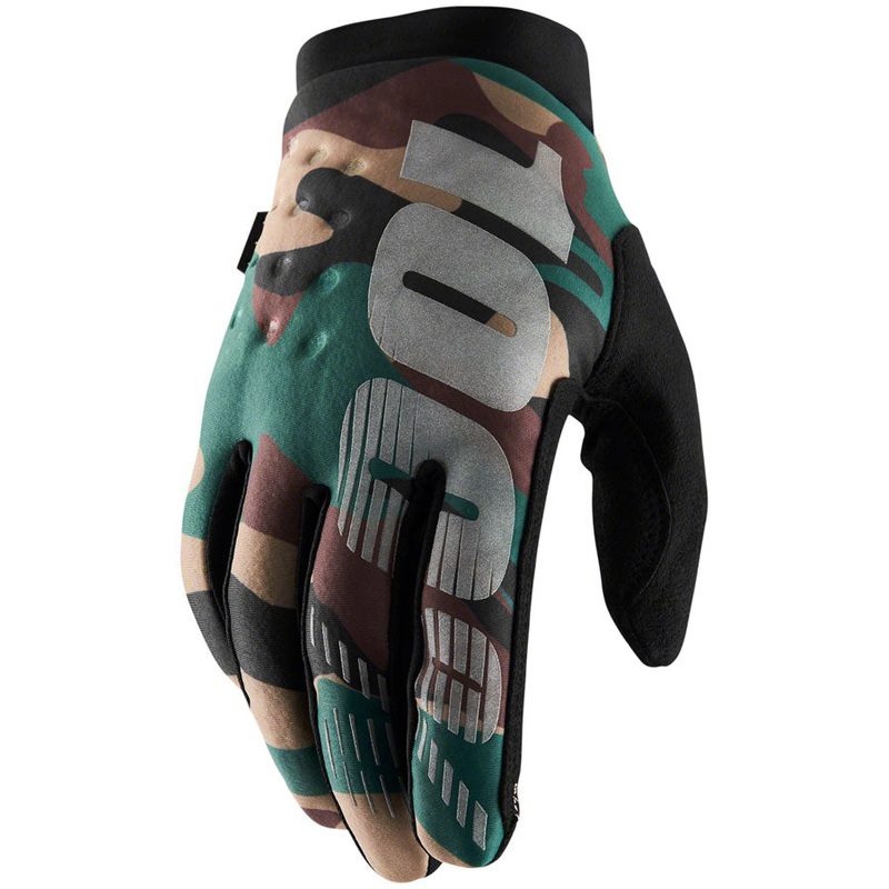100% Brisker Gloves – Camo/Black Full Finger Mens X-Large