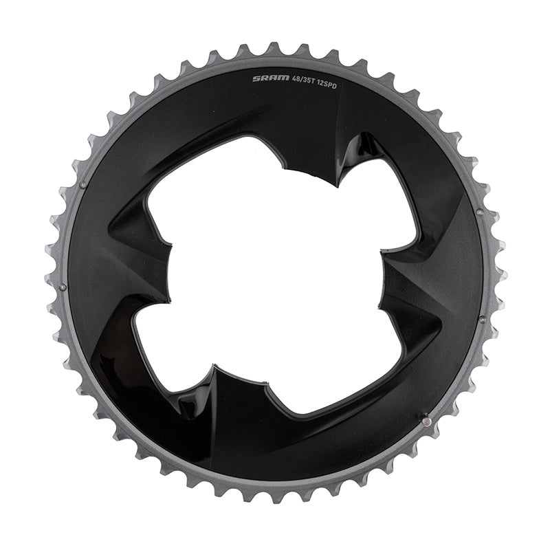 SRAM Force 2×12-Speed Outer Chainring – 48t 107 BCD 4-Bolt Polar Grey For use 35t Inner