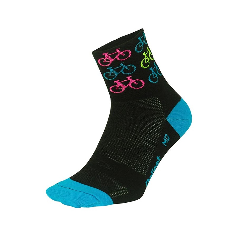 DeFeet Aireator 2-3″ Cuff Socks Cool Bikes Black/Process Blue L Pair