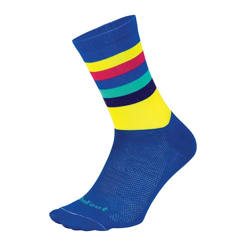 DeFeet Aireator 6″ Socks Maverick Blue/Neon Yellow XL Pair