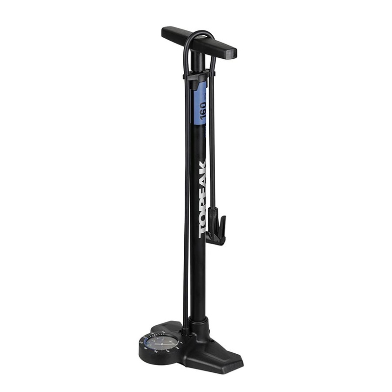 Topeak Joeblow Roadie Ex Floor Pump – Steel Barrel / Plastic Base 3.5″ Base Mount Gauge 160 Psi /11 Bar Smarthead BLK/Blue
