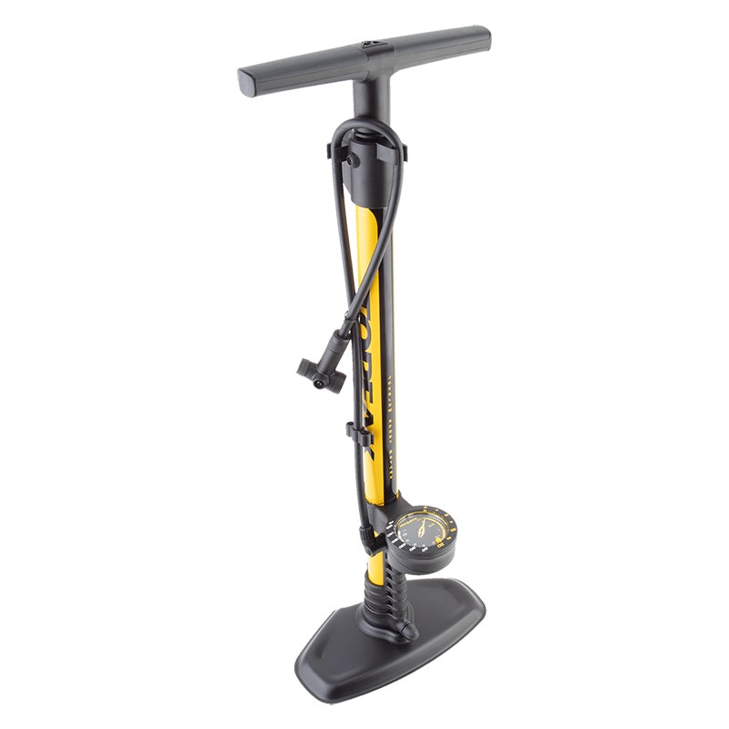 Topeak JoeBlow Sport 2Stage Floor Pump – 160psi / 11bar 3″ Gauge 2-Stage Switch Pressure Gauge TwinHead DX5 YLW/BLK