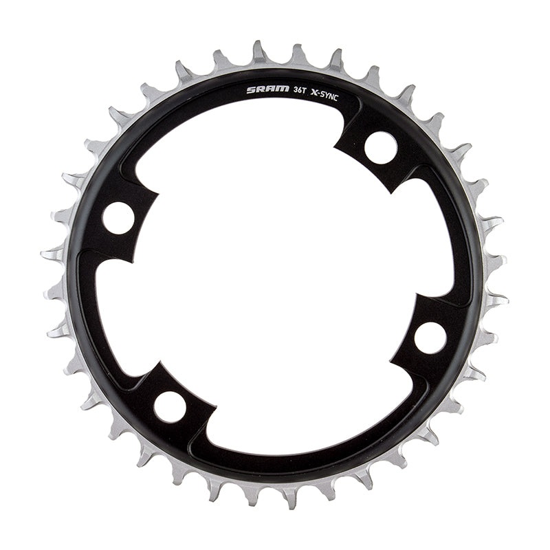 SRAM 107mm BCD x 4-Bolt 1×12-Speed X-Sync Chainring (36, 38, 40, 42, 44, 46 Teeth) Blast Black 36