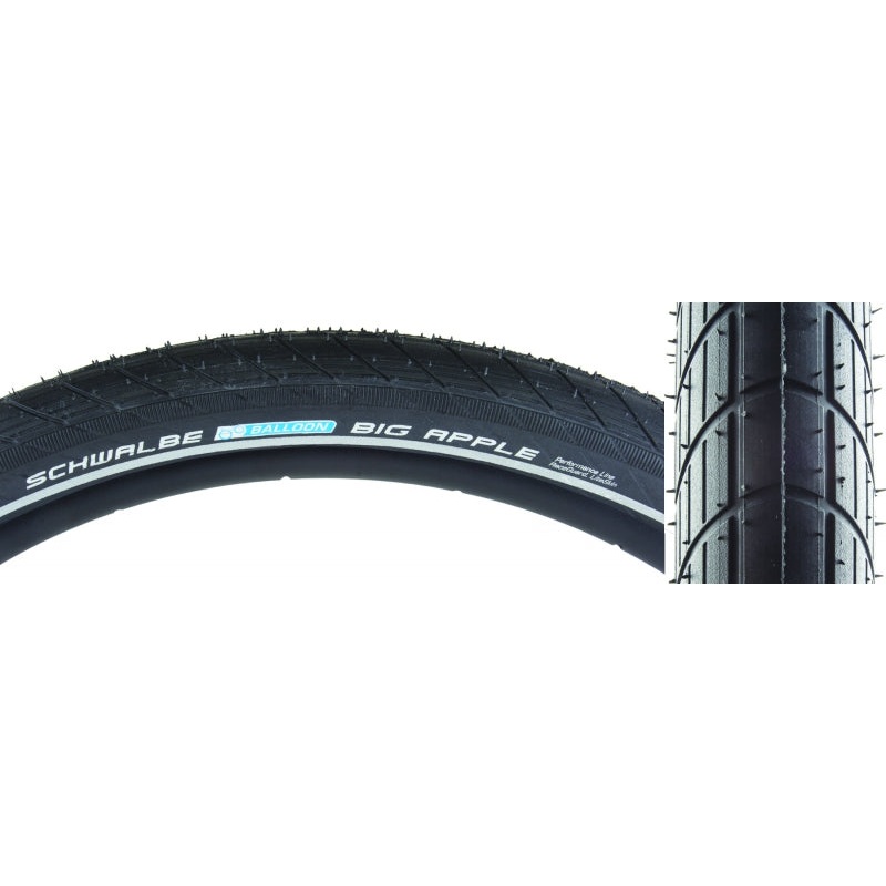 Schwalbe Big Apple Tire – 24 x 2 Clincher Wire BLK/Reflective RaceGuard Endurance E25
