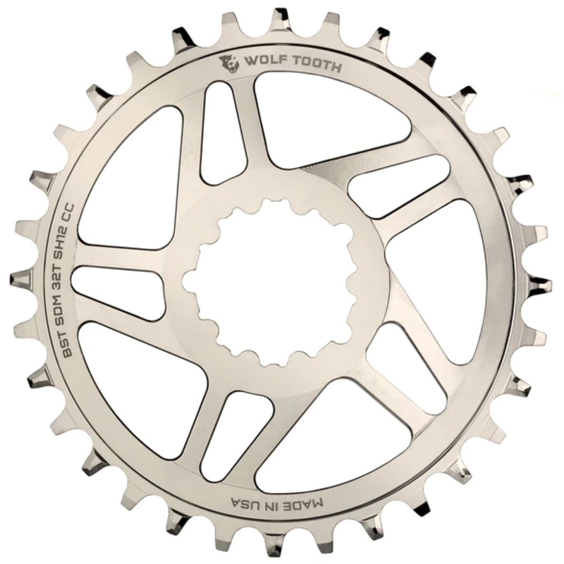 Wolf Tooth Direct Mount Chainring – 32t, SRAM Direct Mount, For SRAM 3-Bolt Boost Cranks, Use Hyperglide+ Chain, Nickel Plated