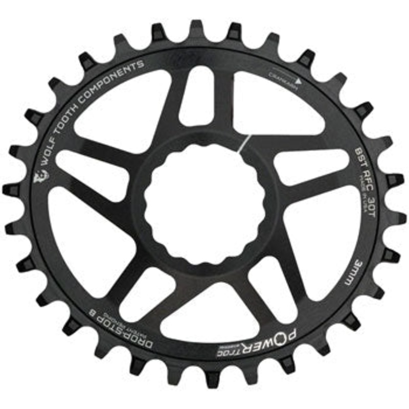 Wolf Tooth Elliptical Direct Mount Chainring – 30t, RaceFace/Easton CINCH Direct Mount, Drop-Stop B, For Boost Cranks, 3mm Offset, Black