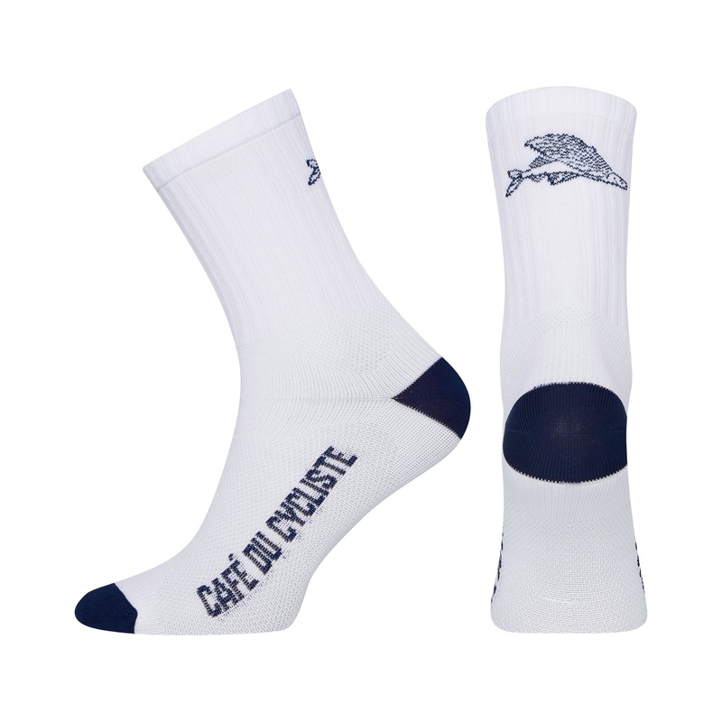 Caf du Cycliste Gravel Sock Flying Fish White S