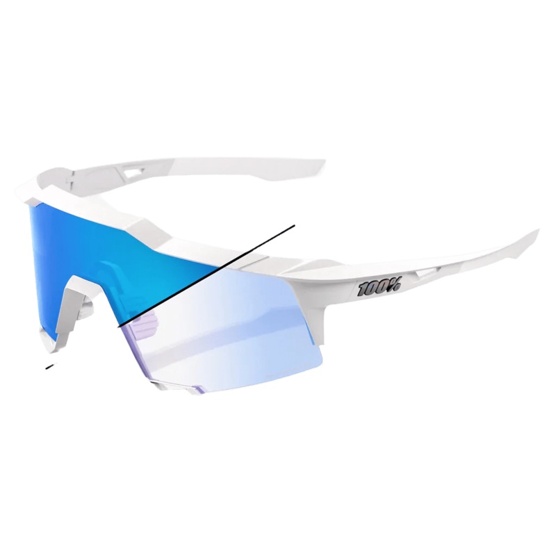 100% Speedcraft Bastille Limited Edition Pearl White Glitter Frame/Blue Mirror Photocromic Lens