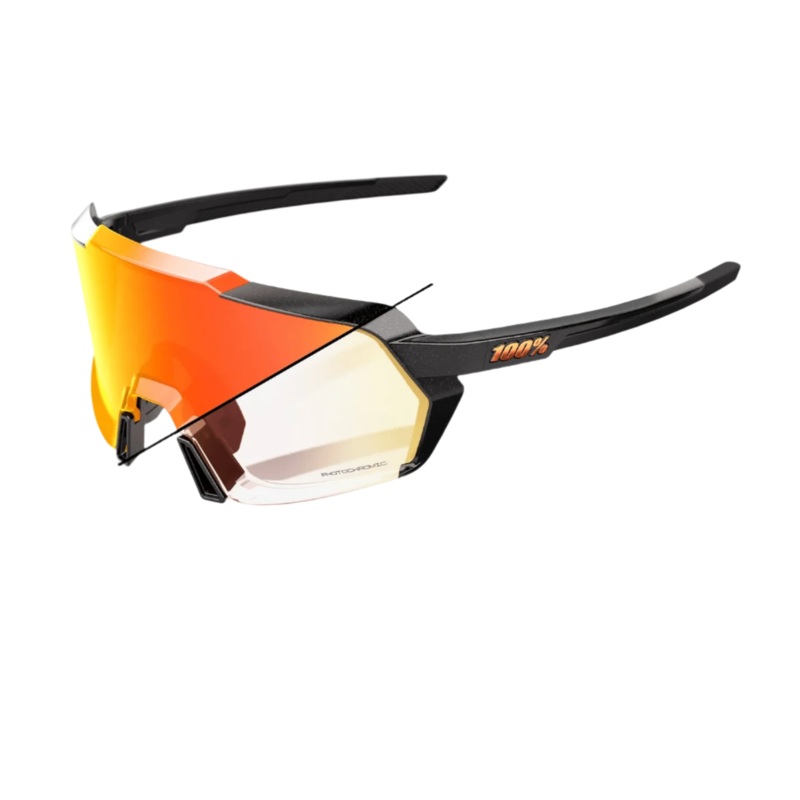 100% Korbin Gloss Metallic Black Frame/Orange Flash Mirror Photochromic Lens