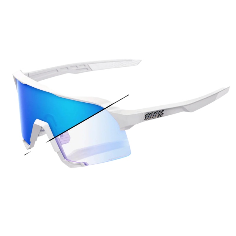 100% S3 Bastille Limited Edition  Pearl White Glitter Frame/Blue Mirror Photocromic Lens