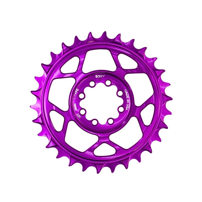 5DEV Chainring – T-Type SRAM 8-Bolt Chainring – 3mm Offset – 32T – Purple