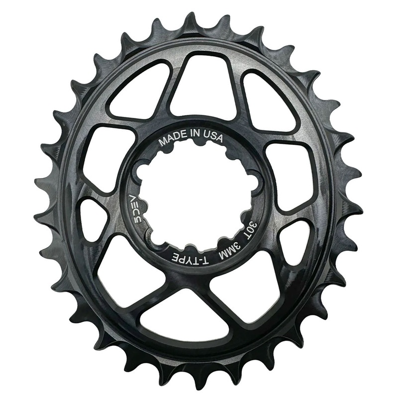 5Dev T-Type Oval Chainring – 30t – SRAM 3-Bolt – 3mm Offset – Black