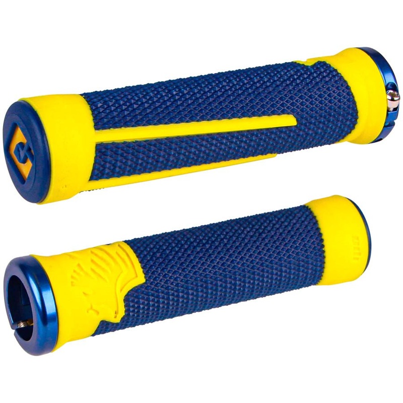 ODI AG2 Grips – Blue Cyber Yellow Lock-On