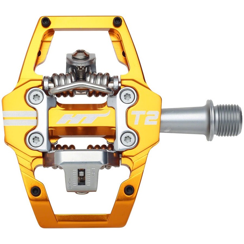 HT Components T2 Pedals – Dual Sided Clipless Platform Aluminum 9/16″ Orange