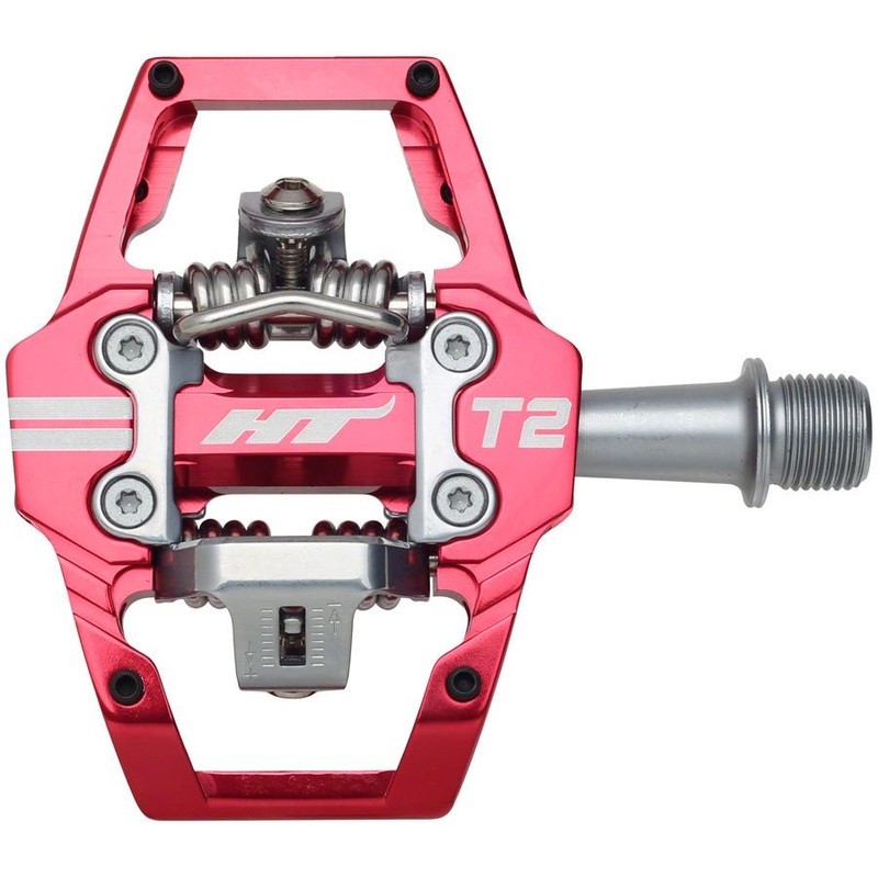 HT Components T2 Pedals – Dual Sided Clipless Platform Aluminum 9/16″ Red