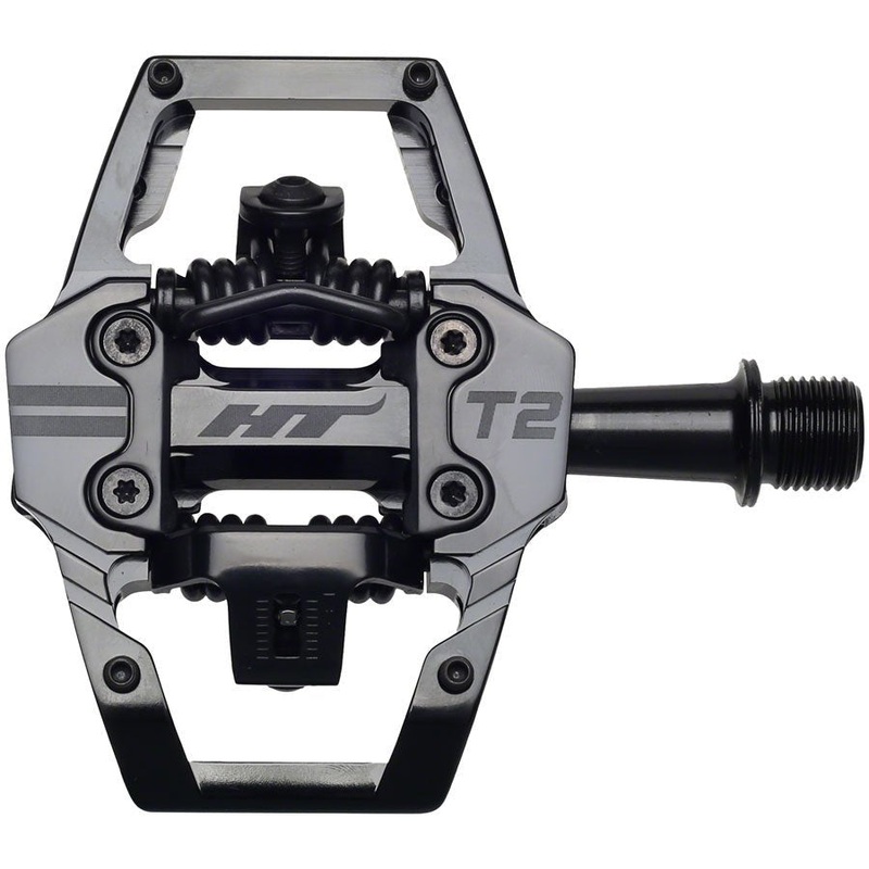 HT Components T2 Pedals – Dual Sided Clipless Platform Aluminum 9/16″ Stealth BLK