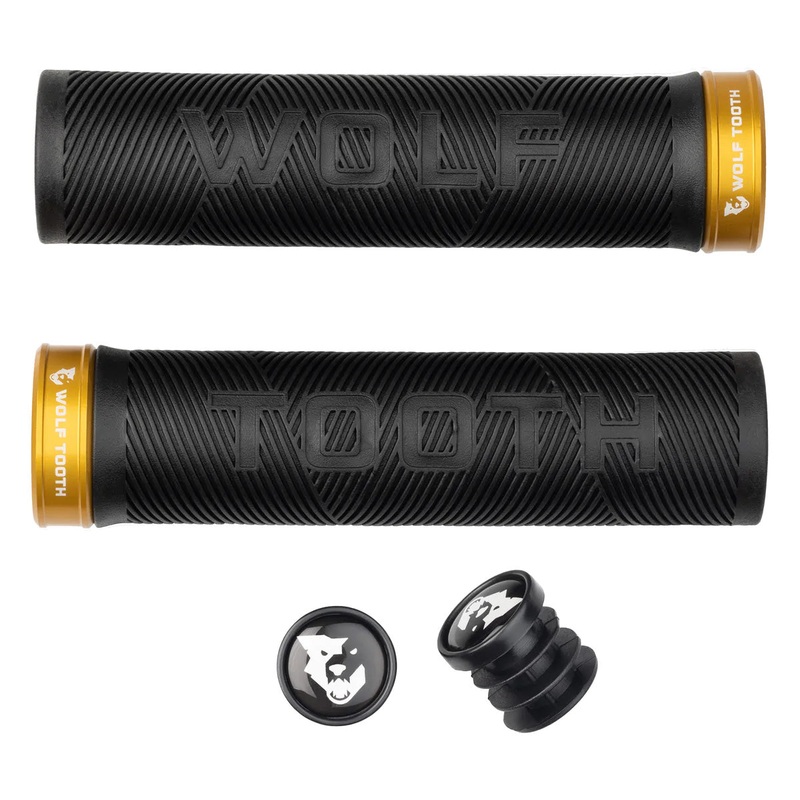 Wolf Tooth Components Echo Lock-On Grip Set – Blk/Gold