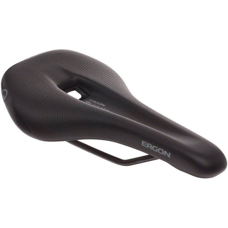 Ergon SM Comp Men’s Saddle – Steel Rails – Stealth Black – Medium/Large