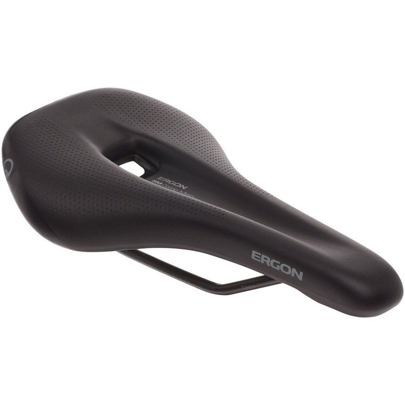 Ergon SM Comp Men’s Saddle – Steel Rails – Stealth Black – Small/Medium