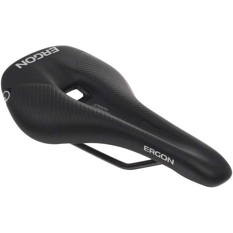 Ergon SR Comp Men’s Saddle – Titanium Rails – Black – Small/Medium
