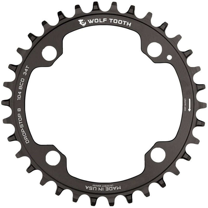 Wolf Tooth 104 BCD Chainring – 34t – 104 BCD 4-Bolt – Drop-Stop B – Black