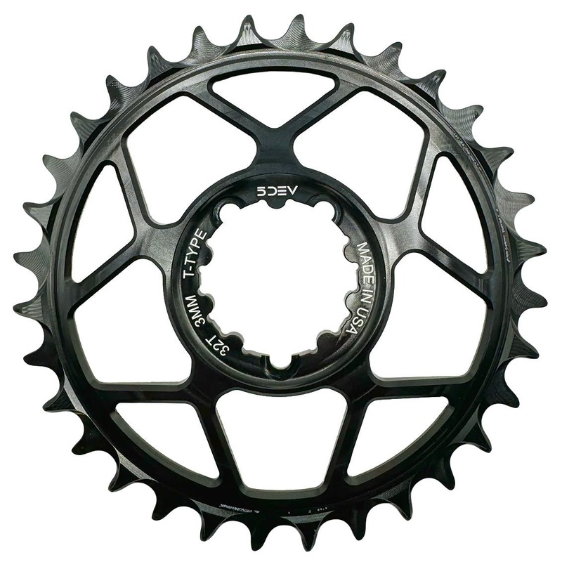 5DEV Chainring – T-Type SRAM 3-Bolt Chainring – 3mm Offset – 30T – Black