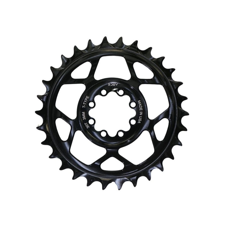5DEV Chainring – T-Type SRAM 8-Bolt Chainring – 3mm Offset – 30T – Black